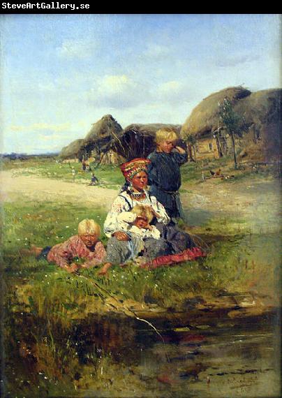 Vladimir Makovsky Maid with children